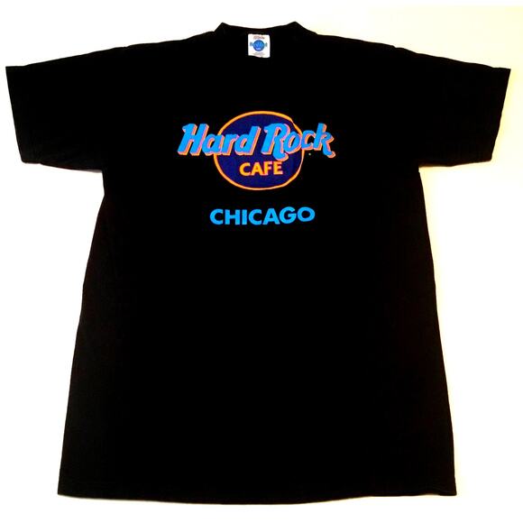 Hard Rock Cafe T-Shirt Chicago Classic Logo Black Medium - Picture 1 of 3